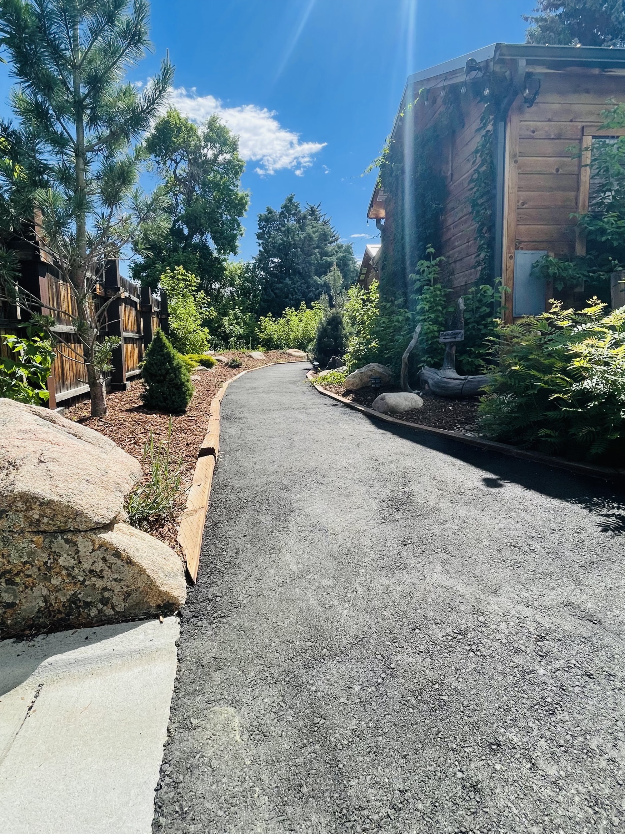 Cabin pathway with rocks