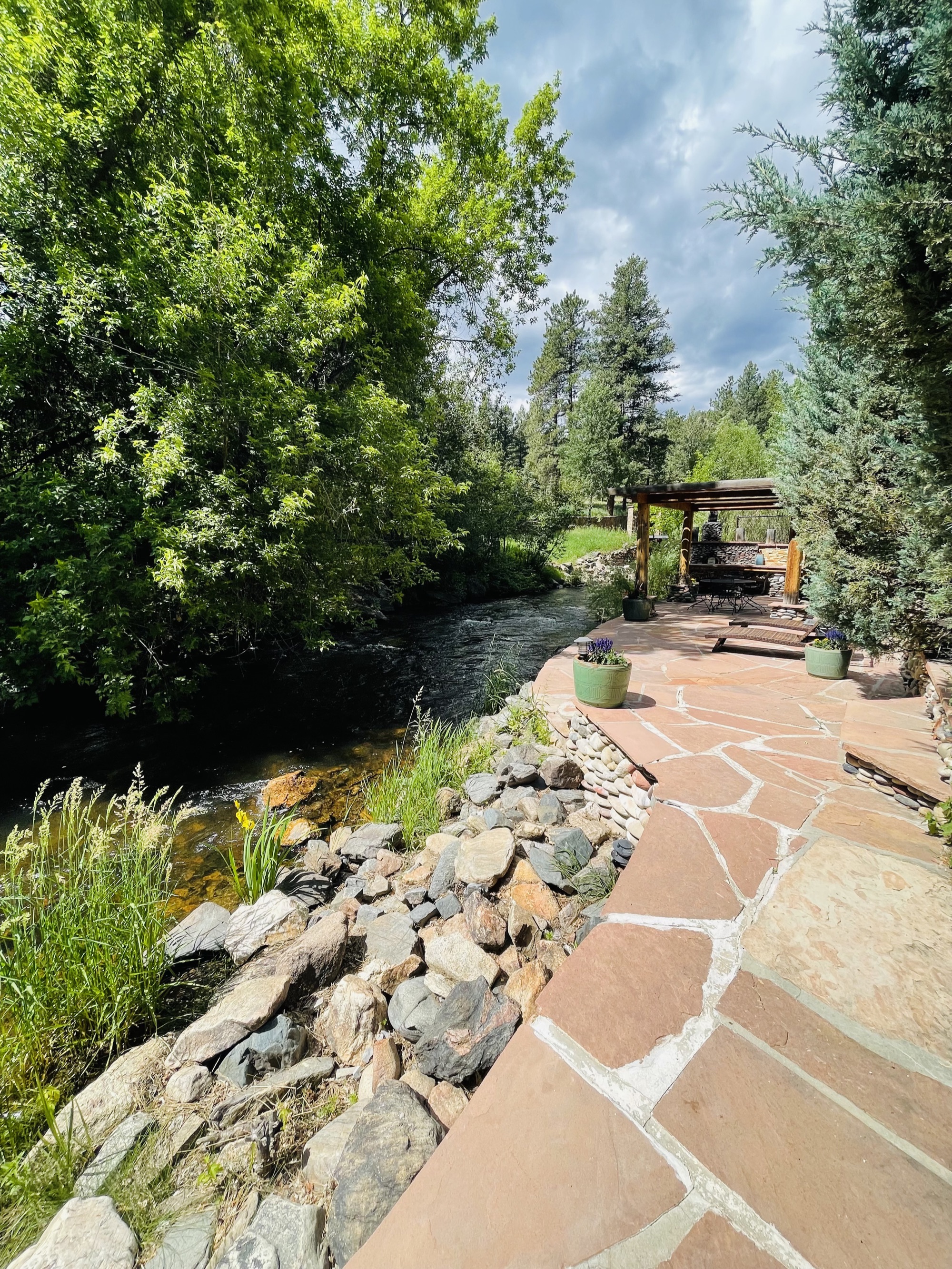 Creekside stone patio