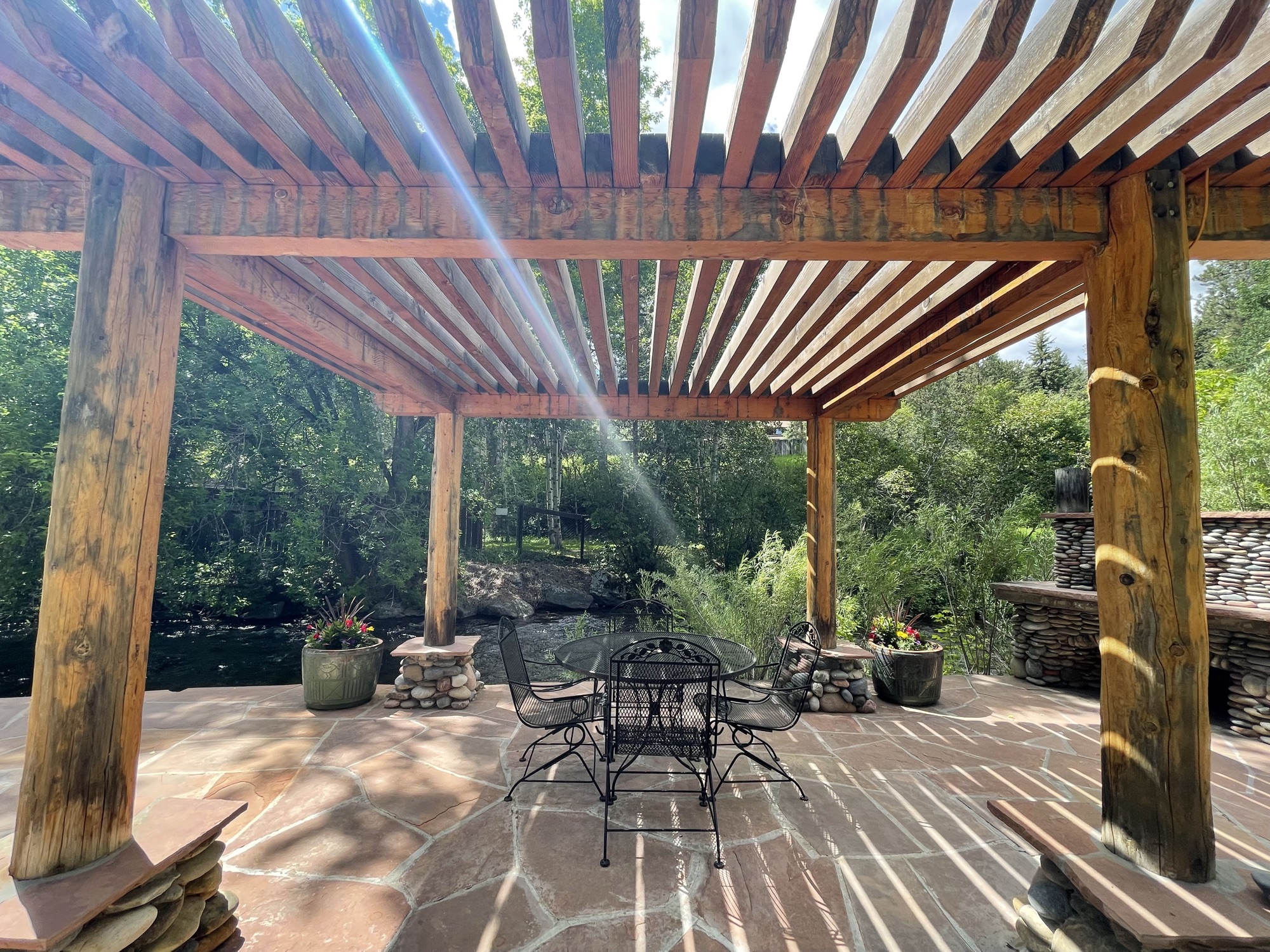 Pergola with creek view