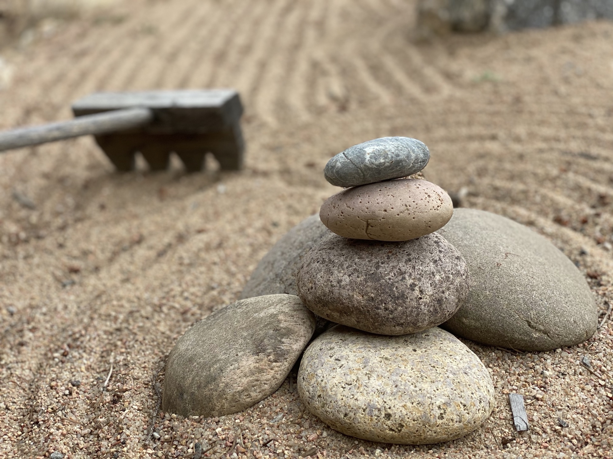 Zen stones with rake